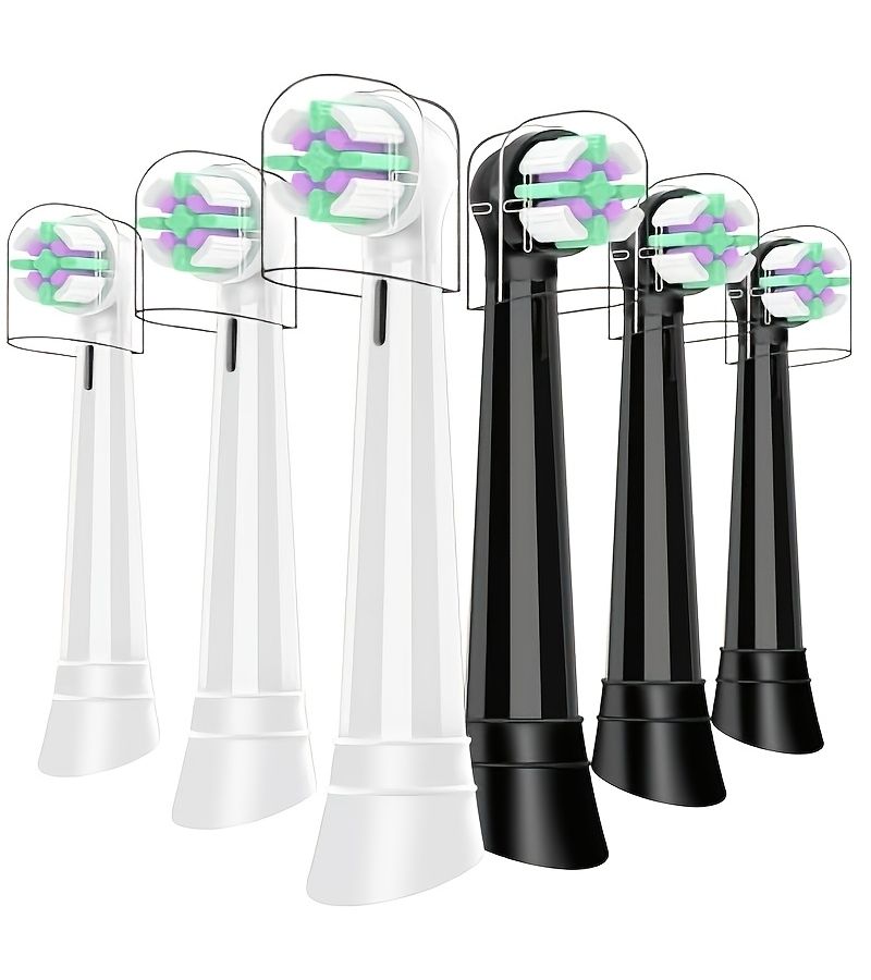 6 Pack Replacement Toothbrush Heads Compatible With Oral B IO Series Electric Toothbrush Black And White For Gentle Gum Care And Deep Cleaning