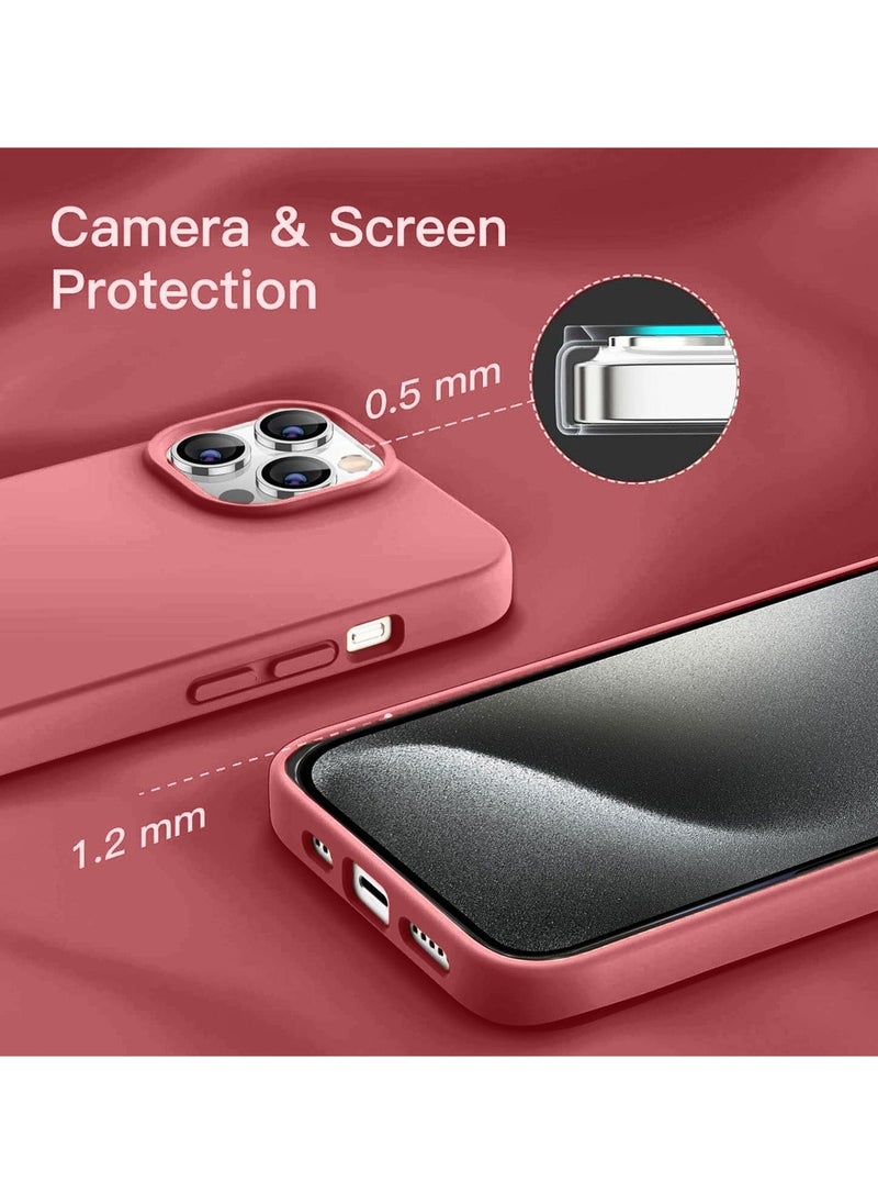Techie - Soft Smooth Silicone Back Cover Case with Built-in Magnetic, inner side Microfiber Lining for Apple iPhone 15 Pro Max  – Red - Image 1