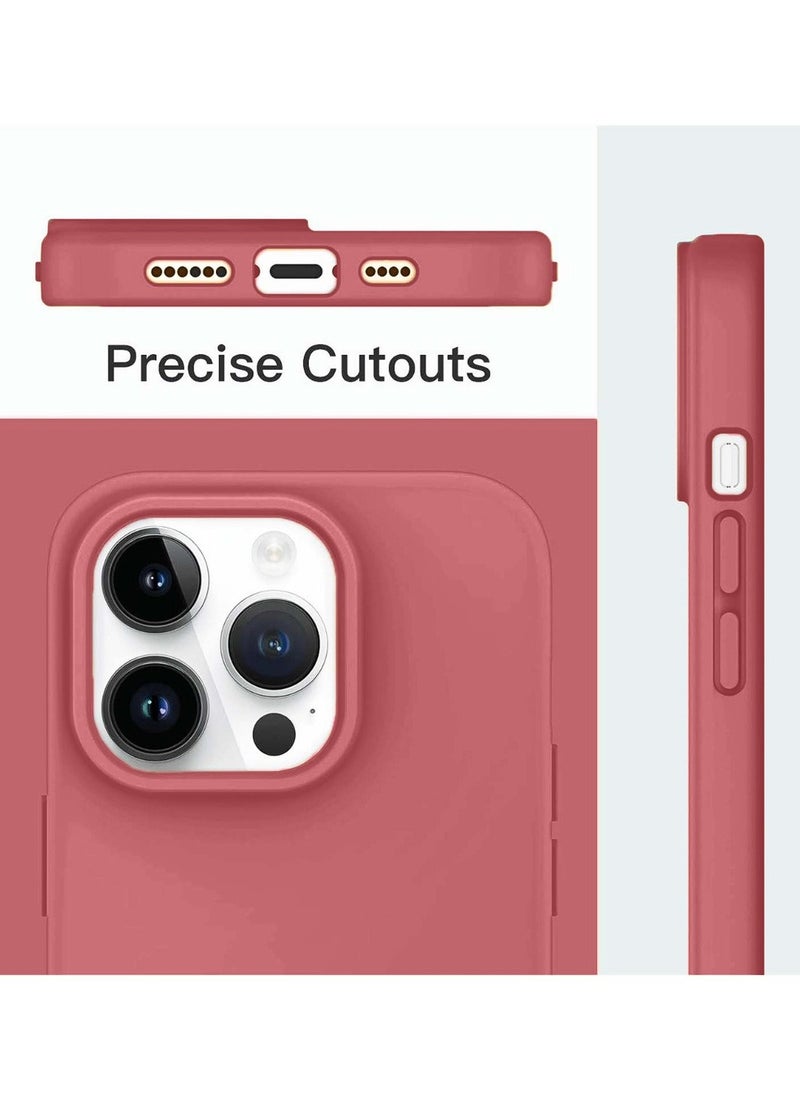 Techie - Soft Smooth Silicone Back Cover Case with Built-in Magnetic, inner side Microfiber Lining for Apple iPhone 15 Pro Max  – Red - Image 1