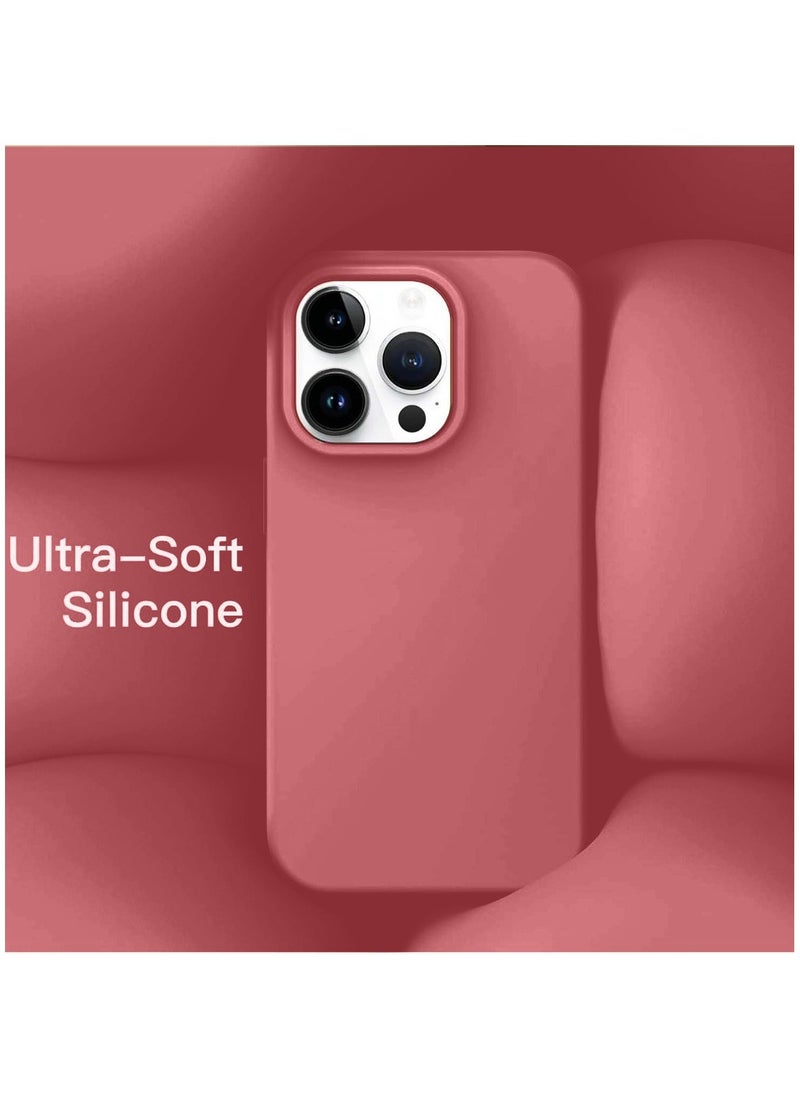 Techie - Soft Smooth Silicone Back Cover Case with Built-in Magnetic, inner side Microfiber Lining for Apple iPhone 15 Pro Max  – Red - Image 1