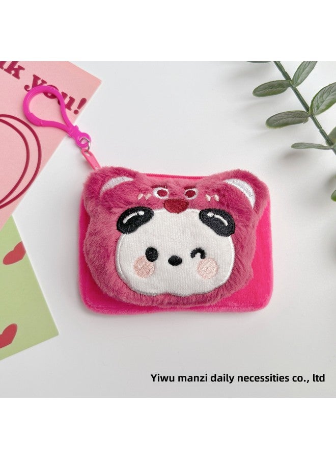 Cute Capybara Long Bag Plush Coin Purse Pendant Kt Yugui Pacha Storage Long Wallet-Specifications:Strawberry Bear Headgear Small Long Bag-Color:Long 8.5 * Wide 11.5cm - Image 1