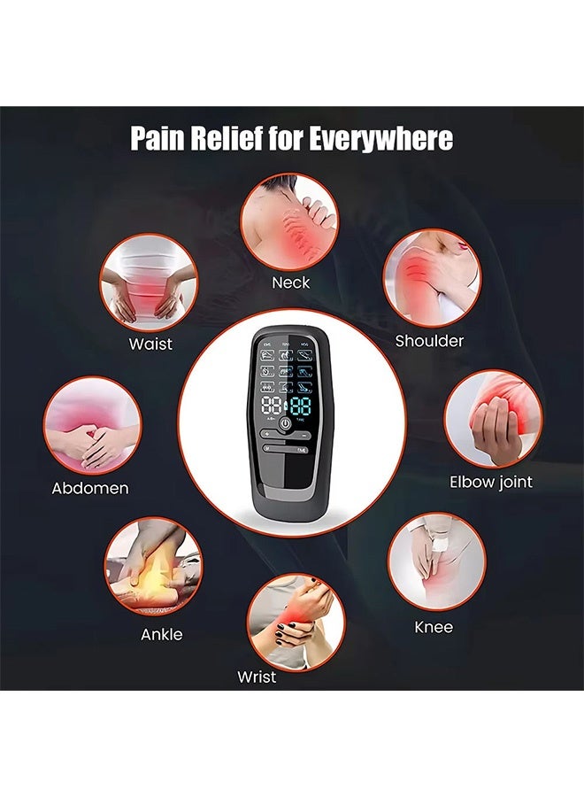 هاهاهاي جهاز تحفيز العضلات TENS و EMS المطور - جهاز علاج طبيعي منزلي بالنبضات الكهربائية قابل للشحن - مدلك الكتروني بـ 9 أوضاع و30 مستوى شدة لتخفيف آلام الظهر والرقبة واستشفاء العضلات (قناة مزدوجة) - Image 3