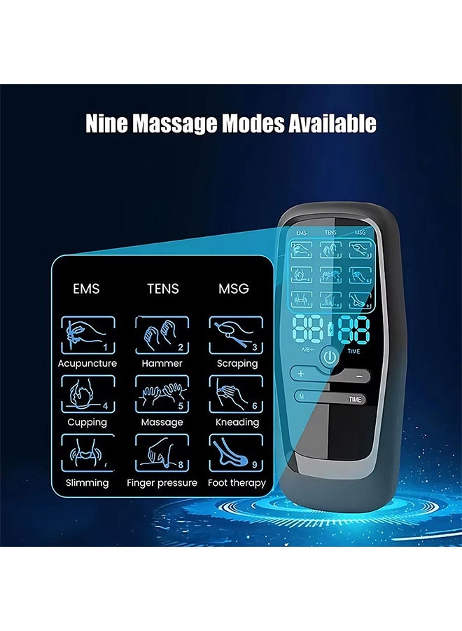 هاهاهاي جهاز تحفيز العضلات TENS و EMS المطور - جهاز علاج طبيعي منزلي بالنبضات الكهربائية قابل للشحن - مدلك الكتروني بـ 9 أوضاع و30 مستوى شدة لتخفيف آلام الظهر والرقبة واستشفاء العضلات (قناة مزدوجة) - Image 4