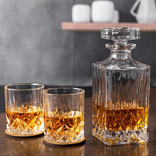 KANARS Whiskey Decanter And Glasses Set in Unique Gift Box - Original Crystal Liquor Decanter Set For Bourbon, Scotch, Vodka, Rum or Whisky, 5-Piece, Gifts for Men Dad - Image 5