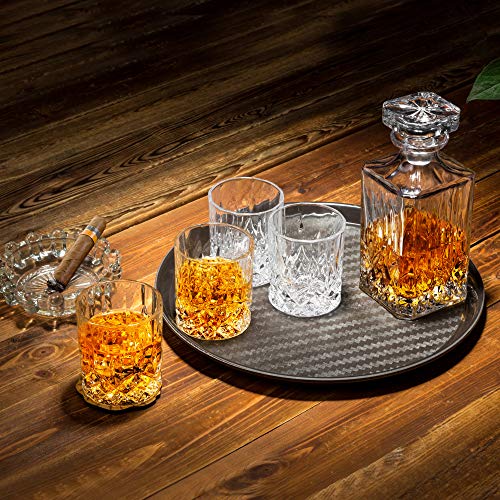 KANARS Whiskey Decanter And Glasses Set in Unique Gift Box - Original Crystal Liquor Decanter Set For Bourbon, Scotch, Vodka, Rum or Whisky, 5-Piece, Gifts for Men Dad - Image 3