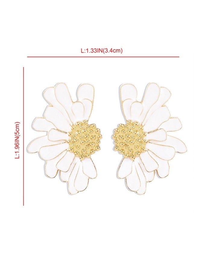 Beyond Flower Earrings for Women, Anti Rust and Anti Fading Hypoallergenic Alloy Earrings, Fashion Jewelry Gift (White+Gold) - Image 2