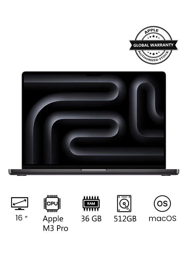 ابل  شريحة الكمبيوتر المحمول MacBook Pro MRW23 M3 Pro مع وحدة معالجة مركزية 12 نواة، ووحدة معالجة رسومات 18 نواة: شاشة Liquid Retina XDR مقاس 16.2 بوصة، وذاكرة موحدة سعة 36 جيجابايت، وذاكرة تخزين SSD سعة 512 جيجابايت - Image 1