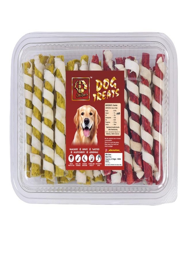 ADB Creations Mix Flavor Dog Chew Stick, Rawhide Munchy Protein & Dental Sticks for Dogs | Snacks for All Breed Dogs of All Life Stages - 500 Grams (Pack of 1) - Image 1