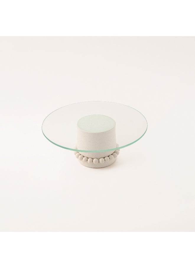La Mesa Selah off white glass cake stand 30.5*30.5*12 cm  - Image 1