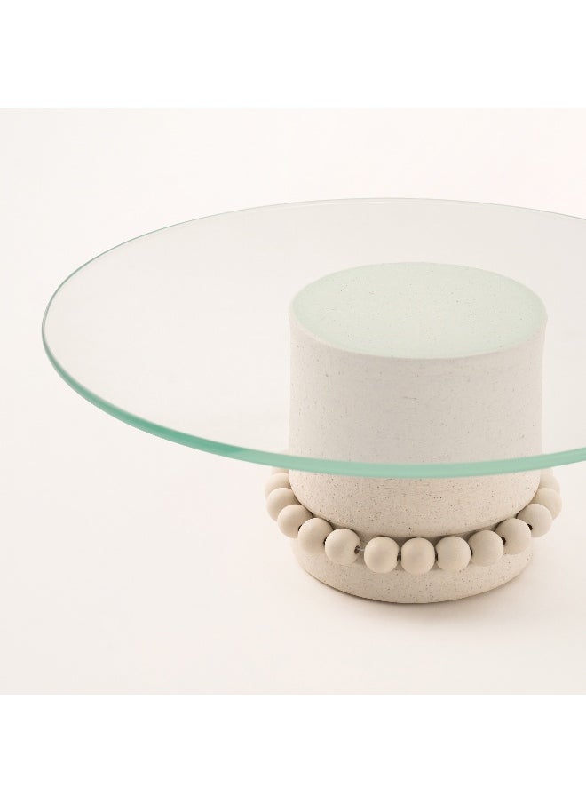 La Mesa Selah off white glass cake stand 30.5*30.5*12 cm  - Image 2