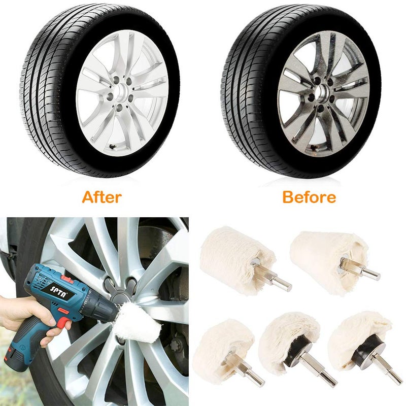 Lifreer Buffing Wheel for Drill, 5 Pcs Polishing Pads - Image 4