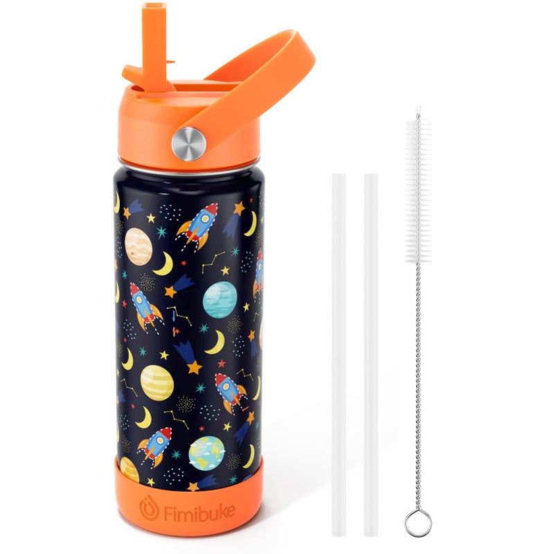 Fimibuke Kids Insulated Water Bottle 18oz BPA FREE 188 Stainless Steel Kids Cup with Straw Travel Tumbler Double Wall Vacuum Leak Proof Toddler Water Bottle for School Boys Girls1 Pack Space