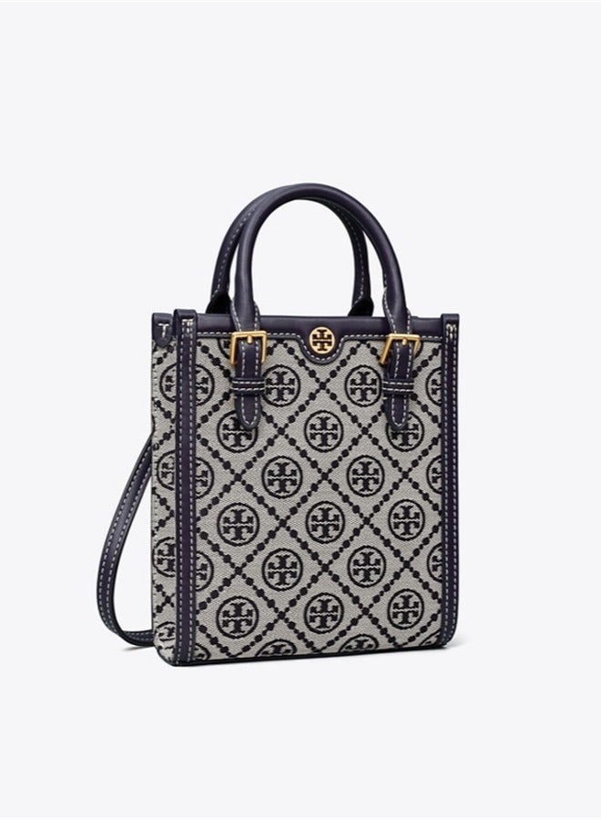 Burch TB Women's Mini T Monogram Tote Bag Tory Navy  - Image 2