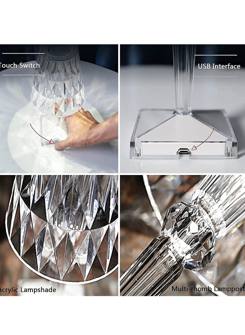 fashionhome مصباح طاولة كريستال ماسي باللمس، ضوء ليلي رومانسي LED هدية حديثة للاسترخاء مصباح بجانب السرير مع منفذ شحن USB زينة لمكتب/طاولة جانبية لغرفة المعيشة/غرفة النوم/غرفة الدراسة/المكتب/البار - Image 4