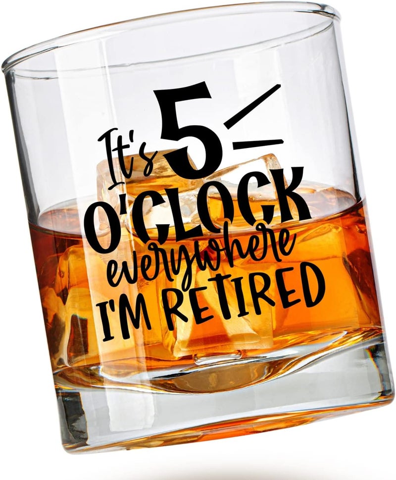 COOL AF Its 5 O'Clock Everywhere Bouron Glass For Men - Retirement Gifts for Men - Funny Whiskey Glass Unique Retirement Gift For Dad, Grandpa, Friends, Family, And Coworkers - Fathers Day and Christmas Gift - Image 1