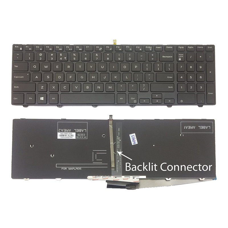 Wefly Laptop Keyboard for Dell Inspiron 15 3000 5000 3541 3542 3543 3551 3558 5542 5545 5547 5558 5559 Series Backlight (Black) - Image 1