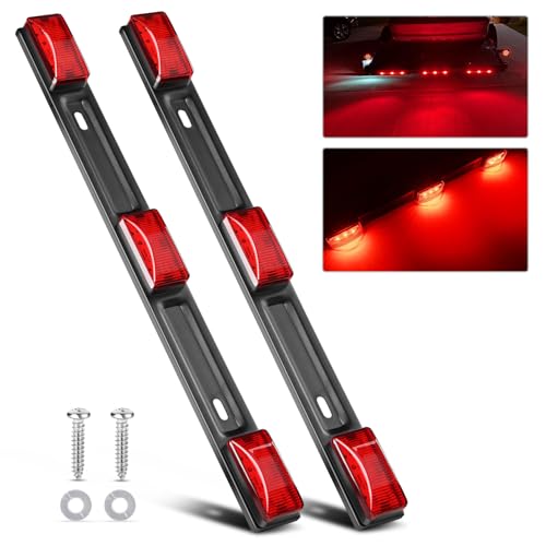 Nilight 9 LED Marker Tail Trailer Light Bar 142Inch 2 PCS Red Clearance Identification Running Mark ID Rear Stainless Steel Bracket for 12V Pickup Truck RV Boat - Image 1