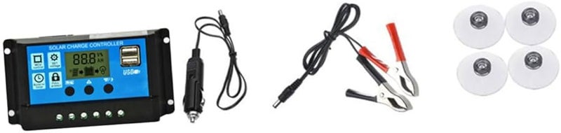 مجموعة ألواح شمسية أحادية البلورية مع وحدة تحكم لشحن بطارية السيارة التخييمية والعربة المنزلية ومنفذ USB - Image 2