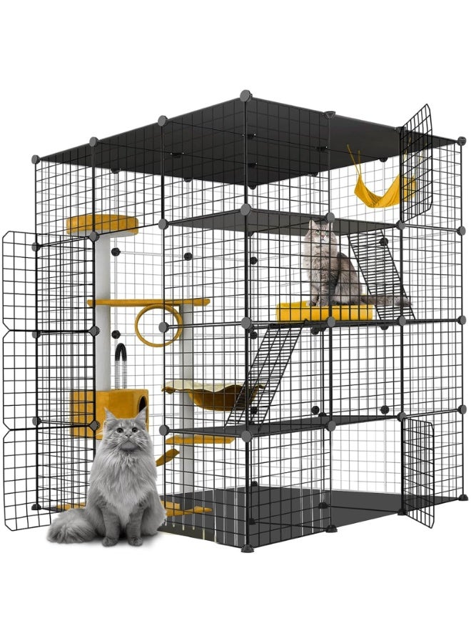 LIODUX DIY Large Cat Cage, Indoor Cat Enclosure for 1-3 Cats, Cat Playpen Detachable Metal Wire Kennels, Pet Crate Large Exercise Place Ideal, Small Animals - Image 1