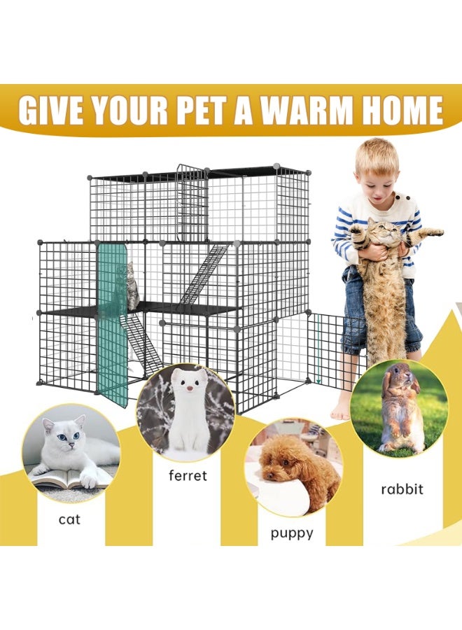 LIODUX DIY Large Cat Cage, Indoor Cat Enclosure for 1-3 Cats, Cat Playpen Detachable Metal Wire Kennels, Pet Crate Large Exercise Place Ideal, Small Animals - Image 3