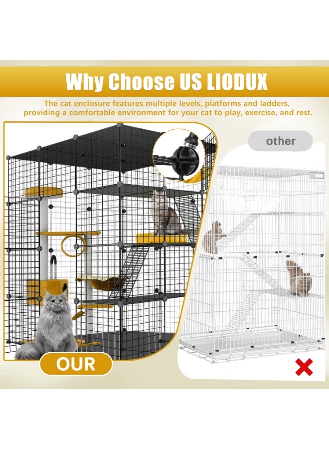 LIODUX DIY Large Cat Cage, Indoor Cat Enclosure for 1-3 Cats, Cat Playpen Detachable Metal Wire Kennels, Pet Crate Large Exercise Place Ideal, Small Animals - Image 4