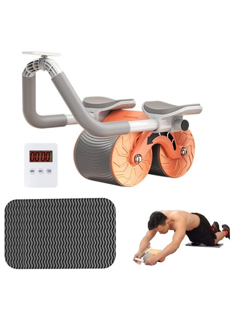 Exercise Wheels Ab Workout Equipment Abdominal Core Strength Training for Home Workouts with Elbow Support Timer Automatic Rebound
