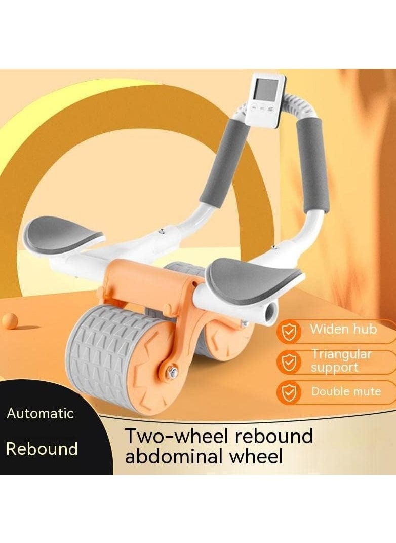 Exercise Wheels Ab Workout Equipment Abdominal Core Strength Training for Home Workouts with Elbow Support Timer Automatic Rebound