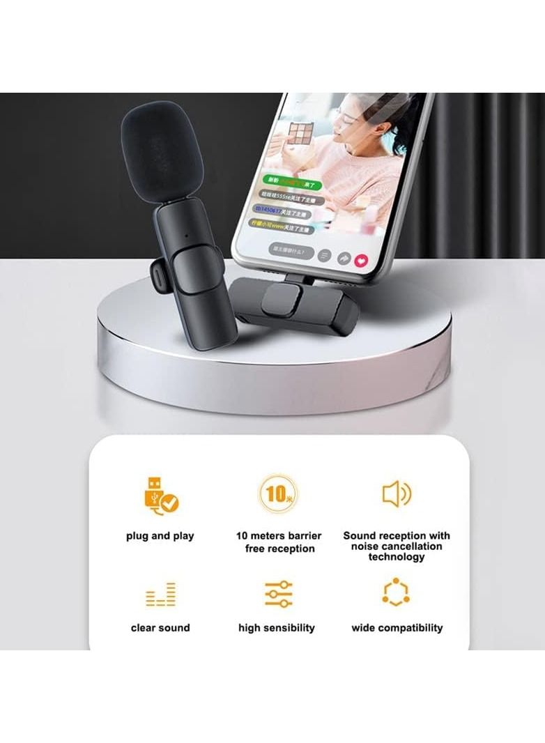 2 in 1 K8 Wireless Microphone, Digital Mini Portable Recording Clip Mic with Receiver - Image 3