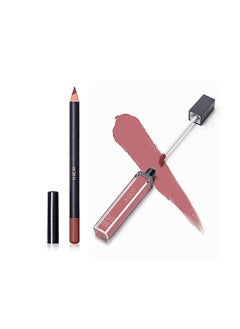 Aden aden - 2 in 1 - Matte Liquid Lipstick & Lip Liner Set - 7ML - Non-Smudge & Quick Drying - Highly Pigmented - Long Duration with Hydration - Made in Italy (06 Force) 