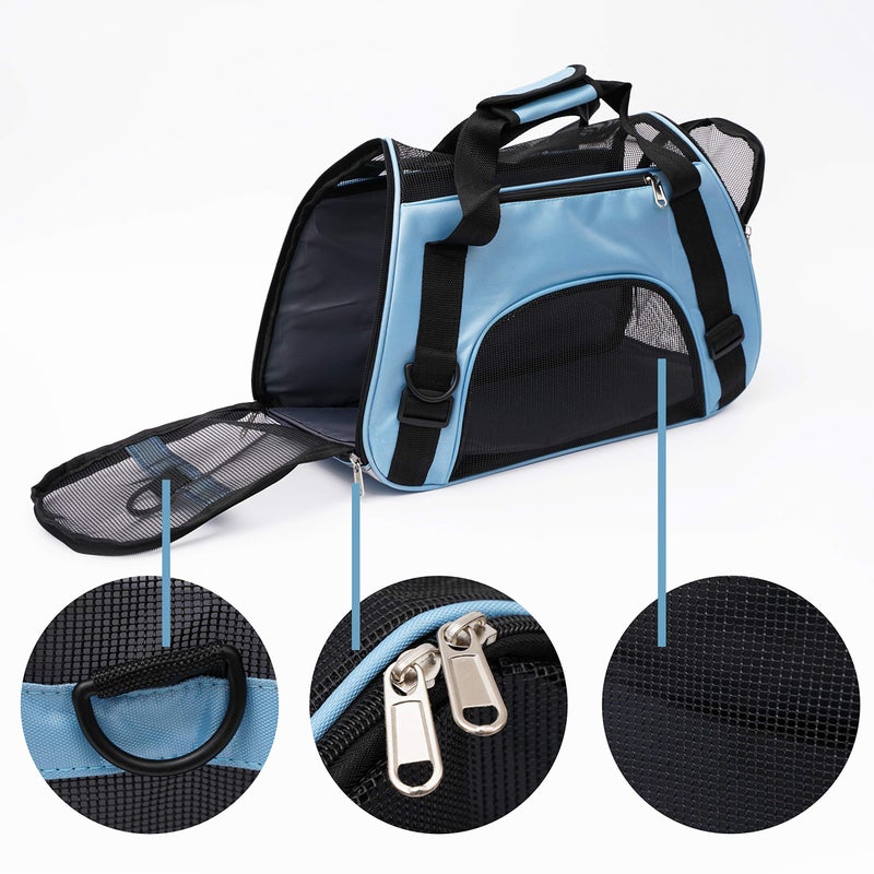MuchL Pet Carrier Soft-Sided Carriers for Cat Carriers Dog Carrier for Small Medium Cats Dogs Puppies Pet Carrier Airline Approved Cat Dog Pet Travel Carrier (Small, Blue) - Image 5
