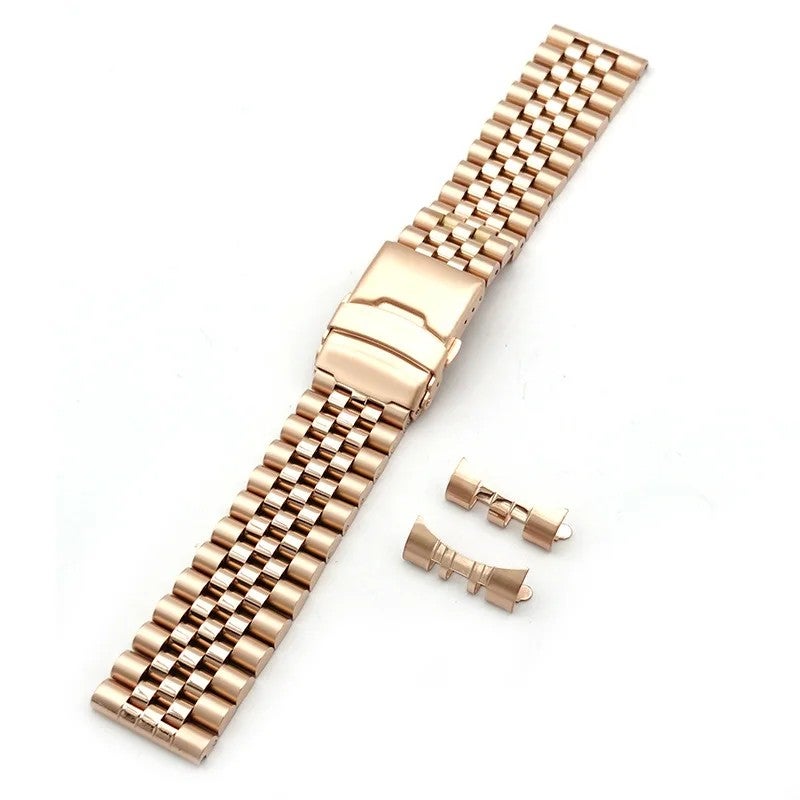 Bluejw Stainless Steel Metal Smart Watch Strap Replacement for 20mm 22mm Luxury Adjustable Black Gold Silver Smart Band - Image 1