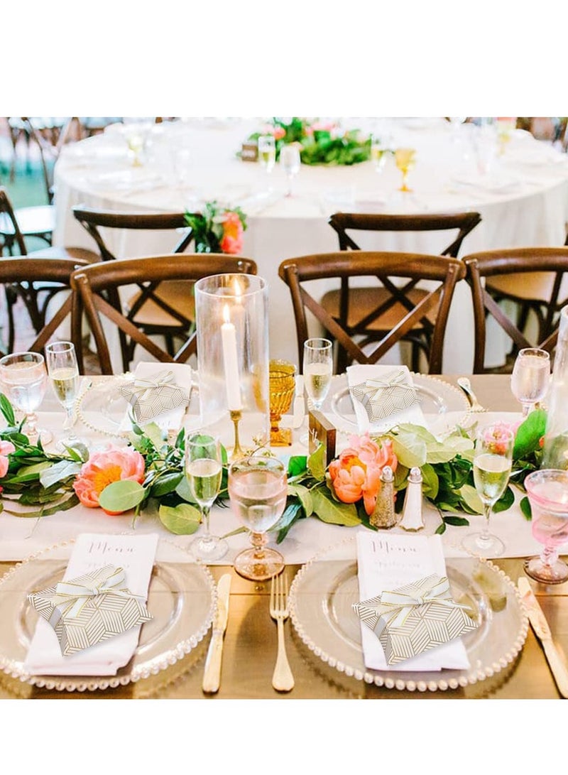 علبة حلويات 50 قطعة، علبة حلوى، علبة حلوى من ورق الكرافت على شكل وسادة، أفكار حفلات لعيد ميلاد البنات، لوازم الزفاف (ألوان ذهبية وألماس 3.58x2.48 بوصة) - Image 2