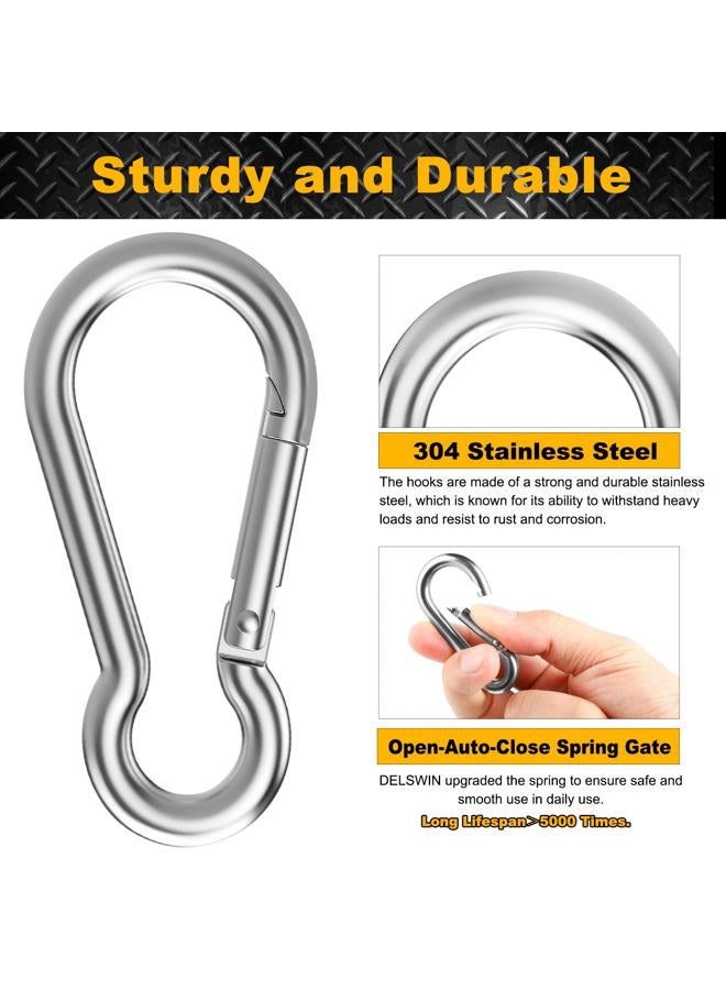 DELSWIN 12 Pcs Small Carabiner Clip - Stainless Steel Spring Snap Hook for Bird Feeders or Dog Leash & Harness, Quick Link Keychain(M4,40mm, can Hold 150lbs) - Image 3
