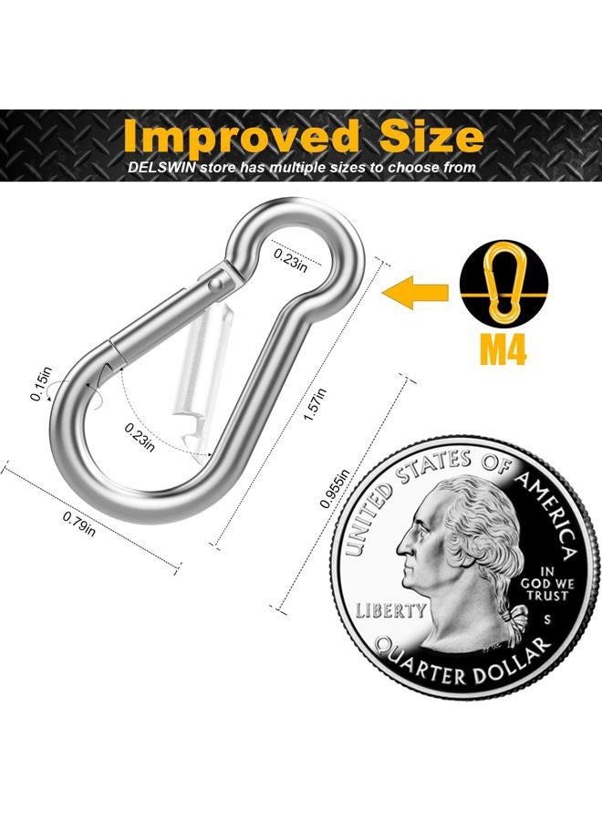 DELSWIN 12 Pcs Small Carabiner Clip - Stainless Steel Spring Snap Hook for Bird Feeders or Dog Leash & Harness, Quick Link Keychain(M4,40mm, can Hold 150lbs) - Image 2