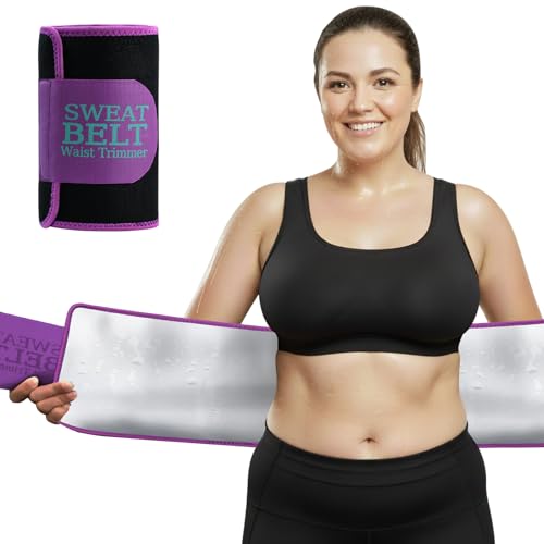 MORECOO Waist Trainer for Women Lower Belly Fat, Waist Sweat Band for Women, Belly Band Sweat Belt, Body Shaper, Stomach Wrap Purple-silver - Image 1