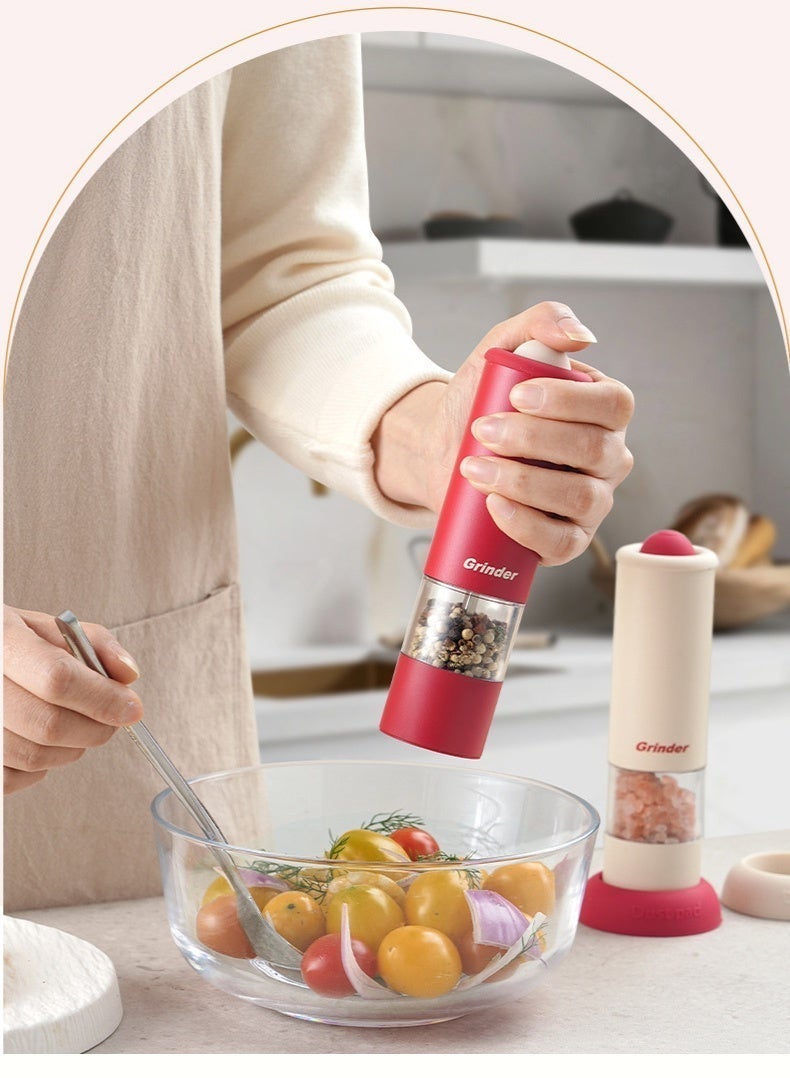 YOONISPRO Electric Salt and Pepper Grinder Set Rechargeable USB-C Gravity Automatic One Hand Operation LED Light Adjustable Coarseness Ceramic Burr Stainless Steel with Charging Base for Kitchen BBQ Camping Gift - Image 4