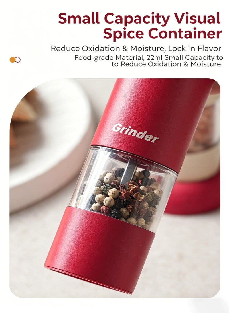 YOONISPRO Electric Salt and Pepper Grinder Set Rechargeable USB-C Gravity Automatic One Hand Operation LED Light Adjustable Coarseness Ceramic Burr Stainless Steel with Charging Base for Kitchen BBQ Camping Gift - Image 2
