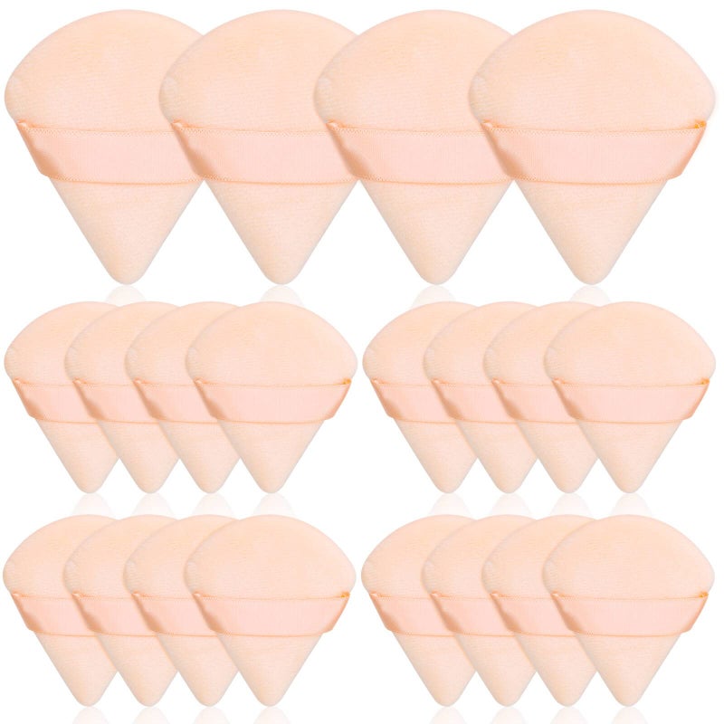 Thrilez 20pcs Triangle Powder Puff Loose Powder Puffs Makeup Puff for Face Powder Setting Powder Puff for Make Up Face Puff Pads for Press Powder Sponge Powder Applicator for Face and Eye Beige