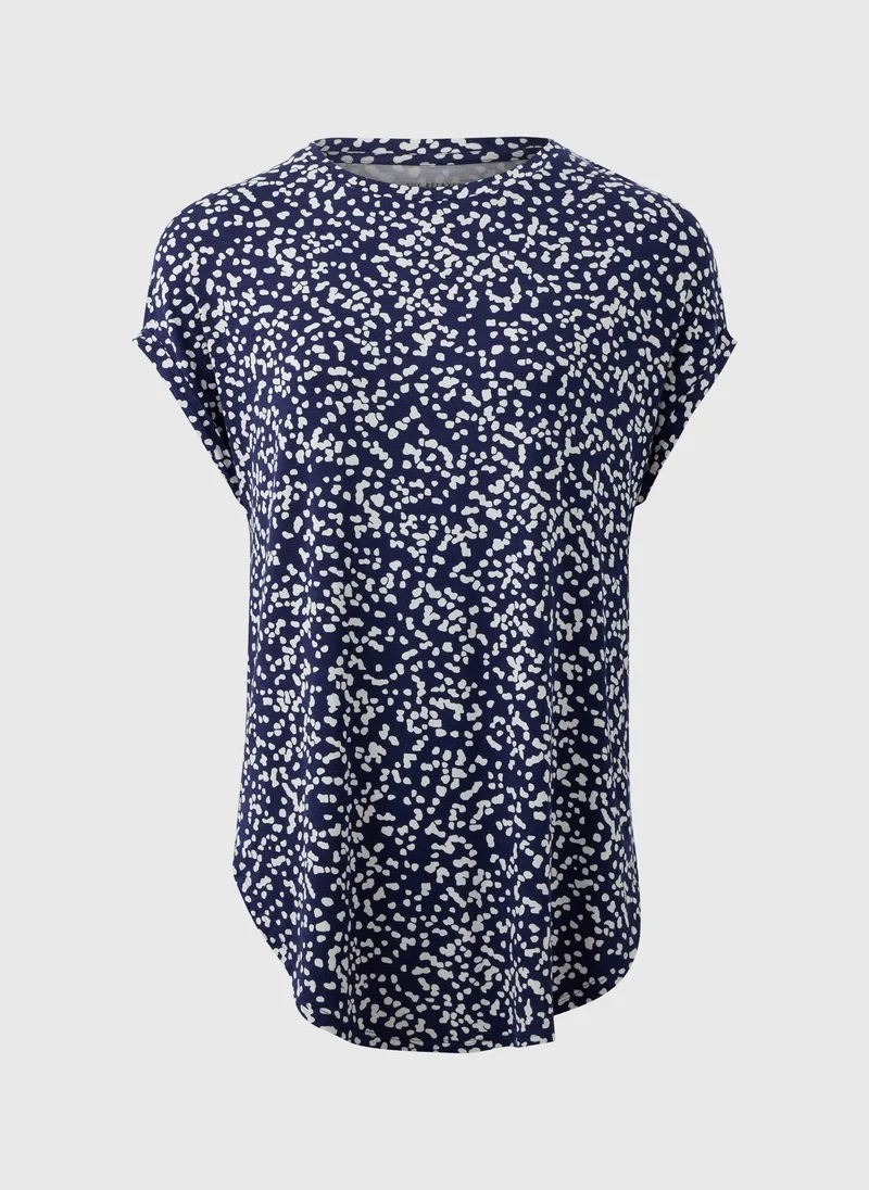 ماتلان Navy Patterned Longline T-Shirt