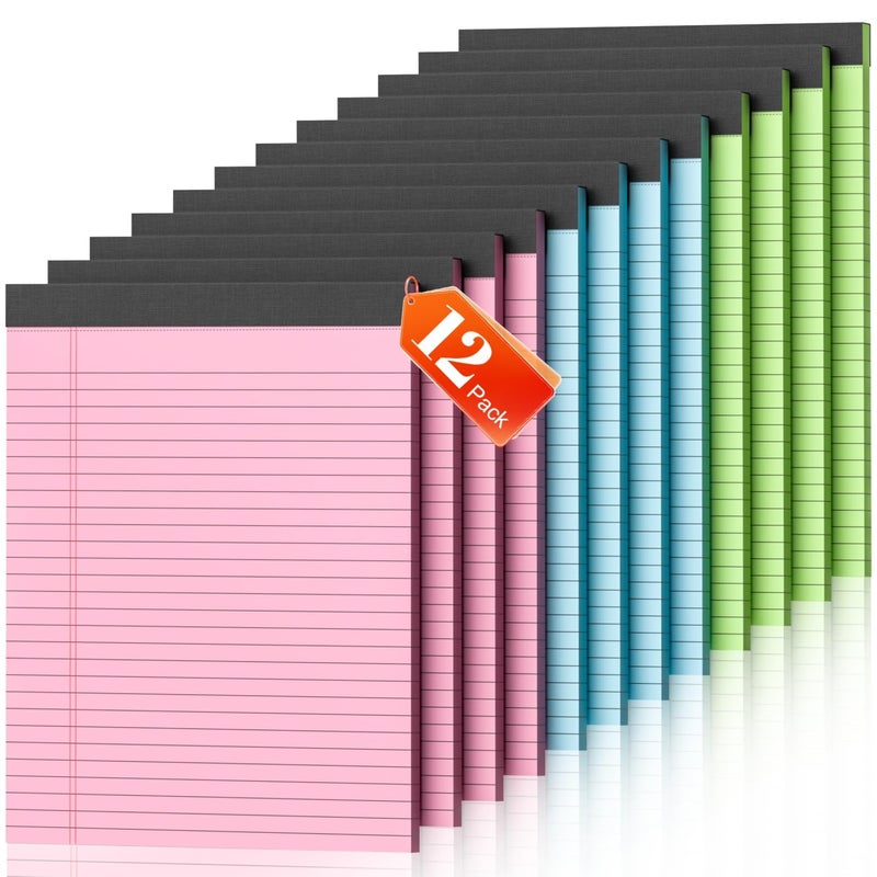 Nichela Legal Pads 8.5 x 11, 12 Pack Colored Note Pads 8.5 x 11 Pink Notepad 8.5 x 11 Multi-Color Pink/Green/Blue Writing Pads 8.5 x 11 Lined Paper Pads Wide Ruled Legal Pad Notebook Paper, 30 Sheets per Pad - Image 1