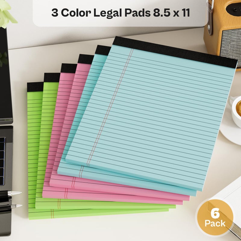 Nichela Legal Pads 8.5 x 11, 12 Pack Colored Note Pads 8.5 x 11 Pink Notepad 8.5 x 11 Multi-Color Pink/Green/Blue Writing Pads 8.5 x 11 Lined Paper Pads Wide Ruled Legal Pad Notebook Paper, 30 Sheets per Pad - Image 5