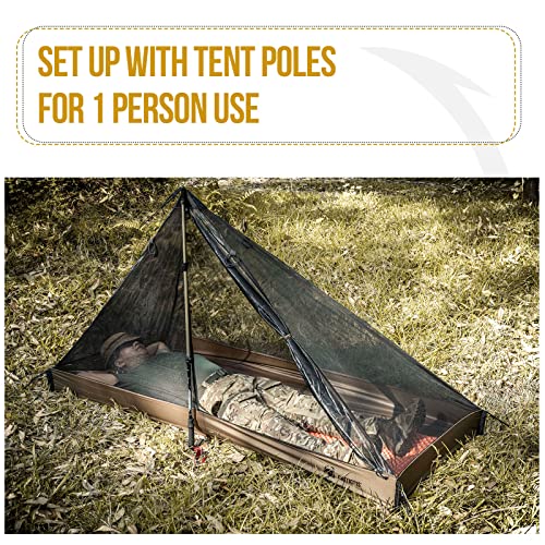 OneTigris Mesh Teepee Tent, Ultralight 1 Person Screen Room with Waterproof Bathtub Floor for Outdoor Camping Hiking Backpacking Bushcraft Tarp Hot Tent Shelter - Image 5