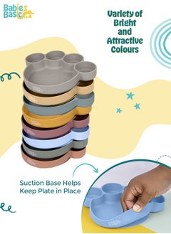 Babies Basic Feeding Set, 3 Piece, Silicone Set For Self Feeding, Learning & Fine Motor Skills Soft, Easy To Grip,Silicone Suction Plate With Silicone Spoon And Fork- Blue  - Image 4
