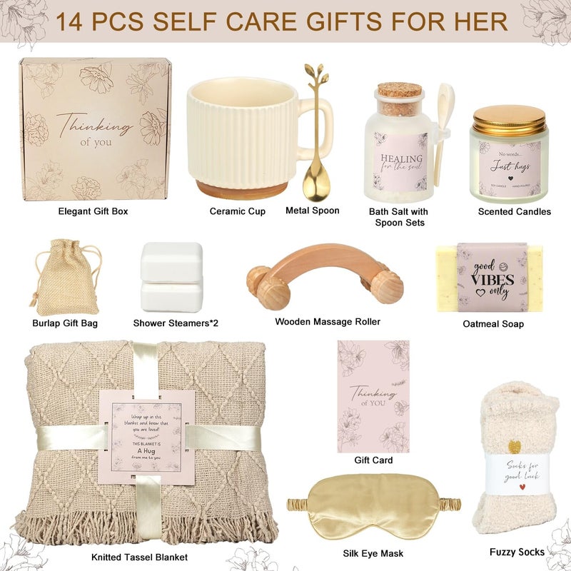 Ithmahco Thinking of You Gift Basket, Self Care Get Well Soon Birthday Gifts for Women, Relaxing Spa Gifts Basket Sick Care Package for Women, Relaxation Get Well Gift for Woman After Surgery, Sympathy Baskets - Image 2