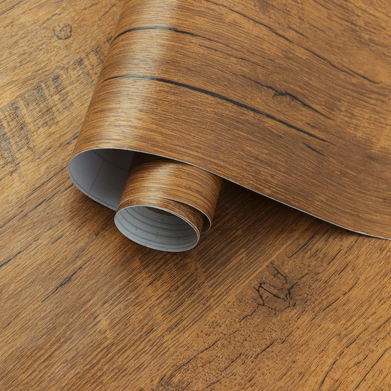 EeeComing Contact Paper Wood Grain Peel and Stick Wallpaper Countertops Cabinets Waterproof Easy to Clean Rustic Wood Wallpaper Self Adhesive Removable Vinyl Roll Brown 78.7Inx17.7In - Image 2