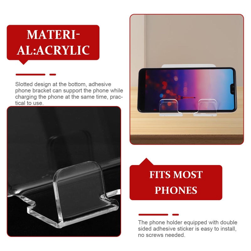 Self Adhesive Acrylic Phone Charging Holder Stand Punch Free Smartphone Bracket for Desk Home Use - Image 4