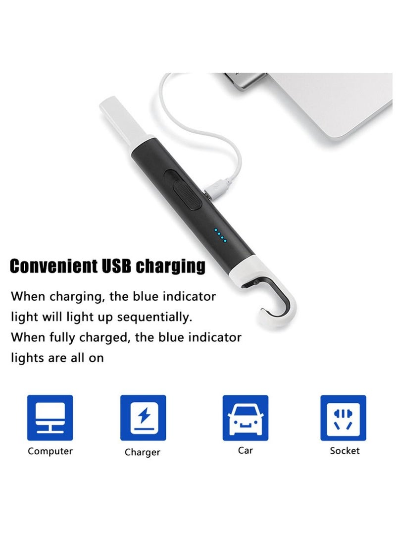Arabest ولاعة شموع عبوة واحدة قابلة لإعادة الشحن عبر USB ولاعة طويلة مقاومة للرياح بدون لهب مع شاشة عرض LED للبطارية للشموع والألعاب النارية والشواء وموقد الغاز والشواية (أسود)  - Image 4