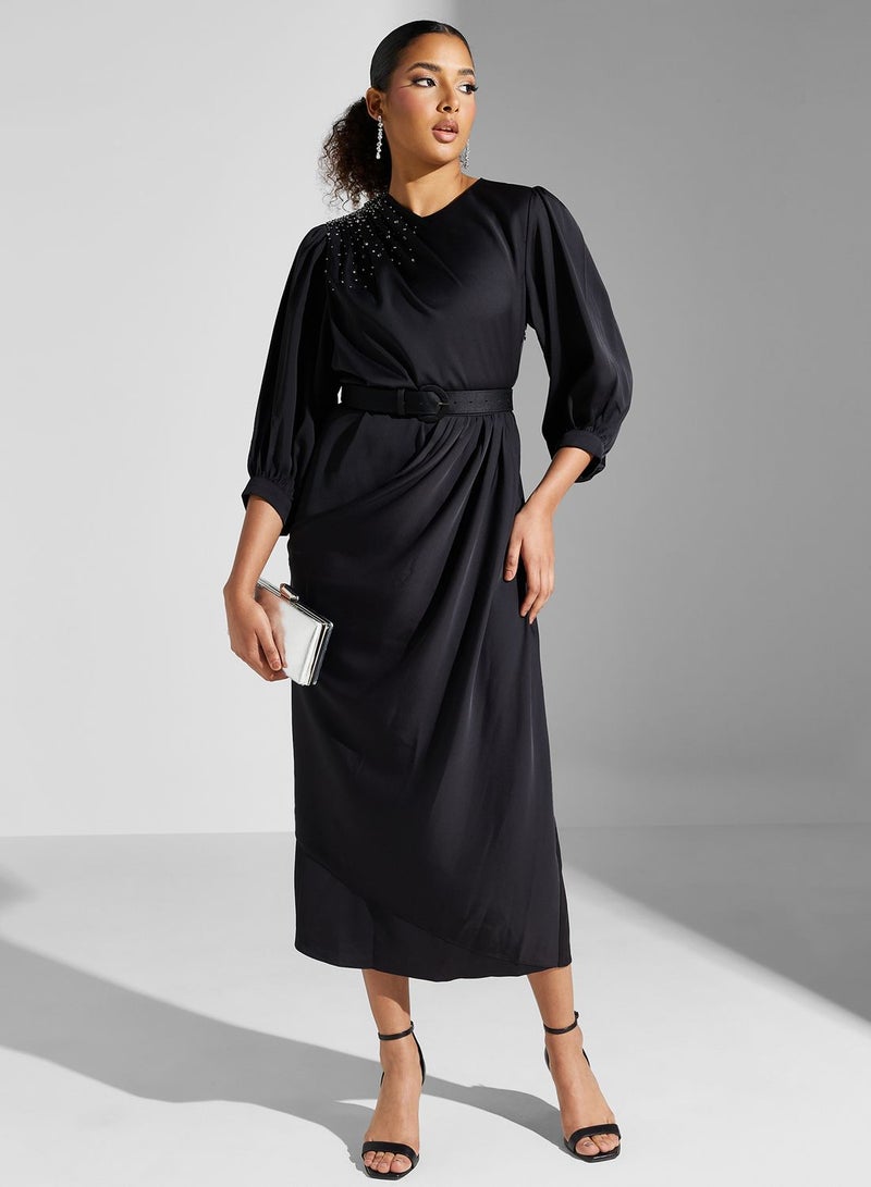 Montania Belted Embellished Dress - Image 4