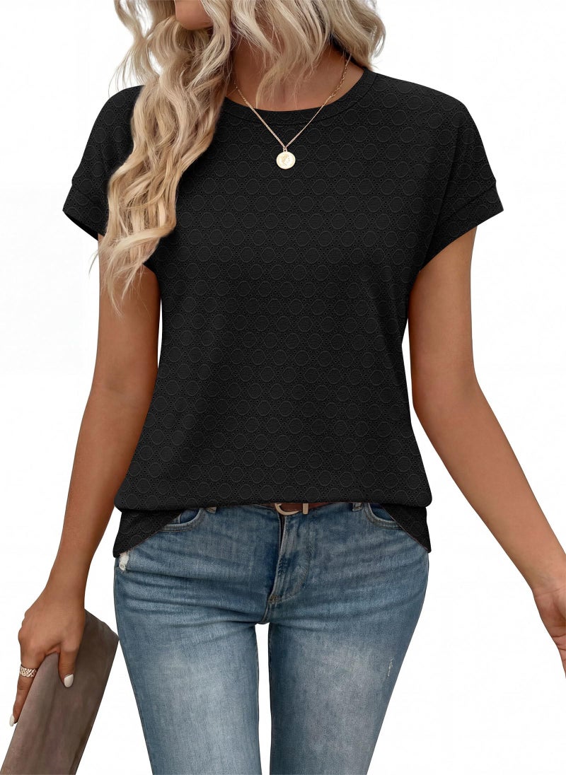 Alaroo Cute Tops for Women Dressy Short Sleeve Shirts Business Casual Summer Clothes Cruise Outfits Spring Fashion Clothing Black M - Image 2