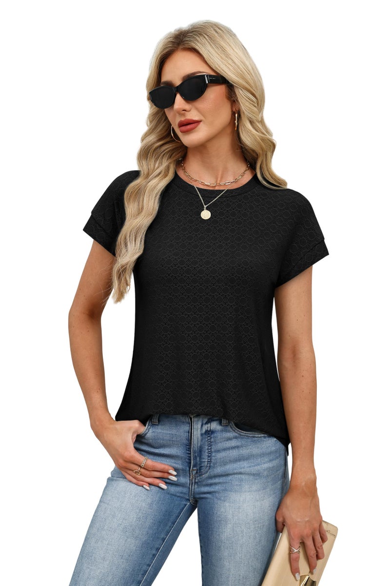 Alaroo Cute Tops for Women Dressy Short Sleeve Shirts Business Casual Summer Clothes Cruise Outfits Spring Fashion Clothing Black M - Image 3